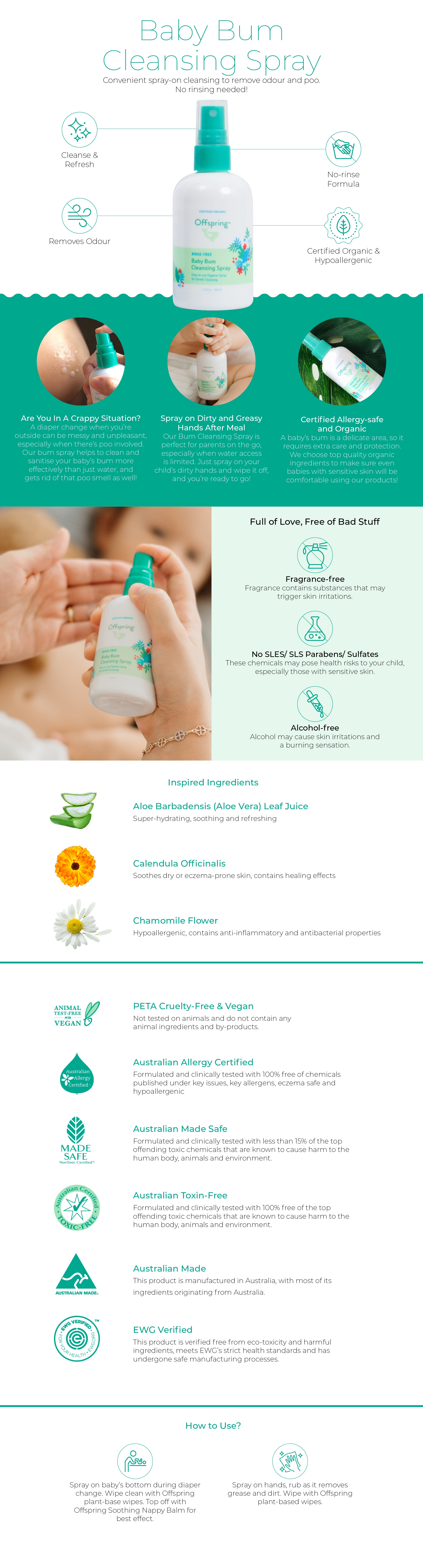 Baby Bum Cleansing Spray features