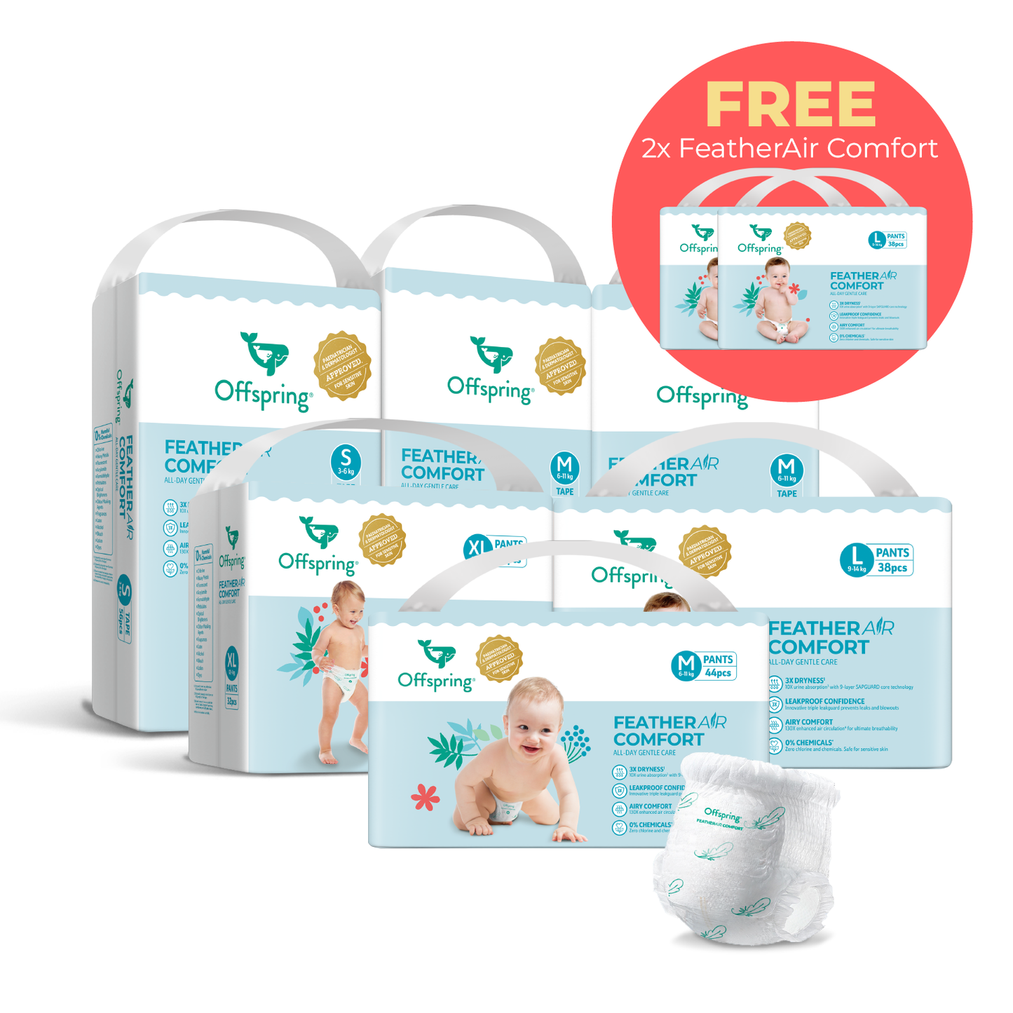 [Buy 6 Free 2] Offspring® FeatherAir Comfort Diapers