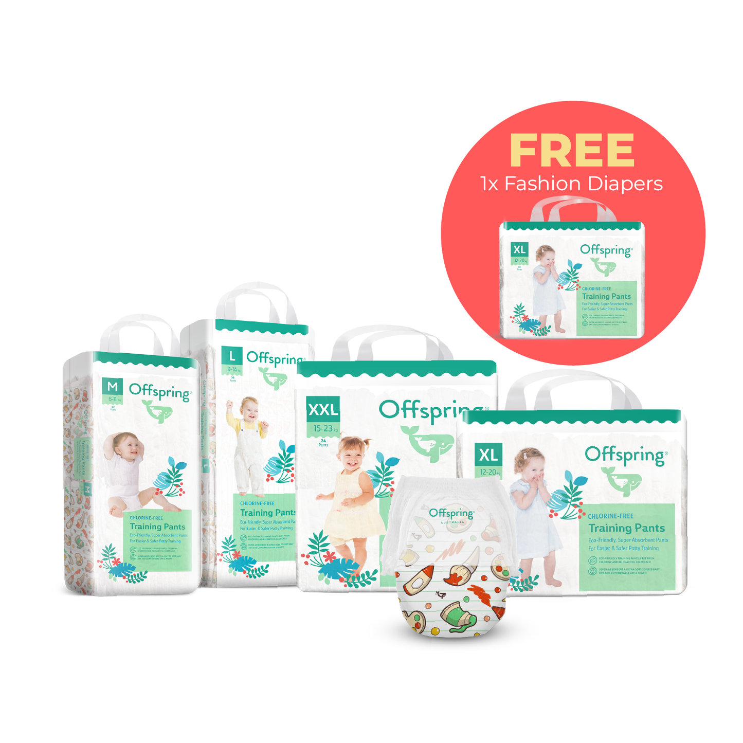 [Buy 4 Free 1] Offspring® Fashion Diapers - Pants
