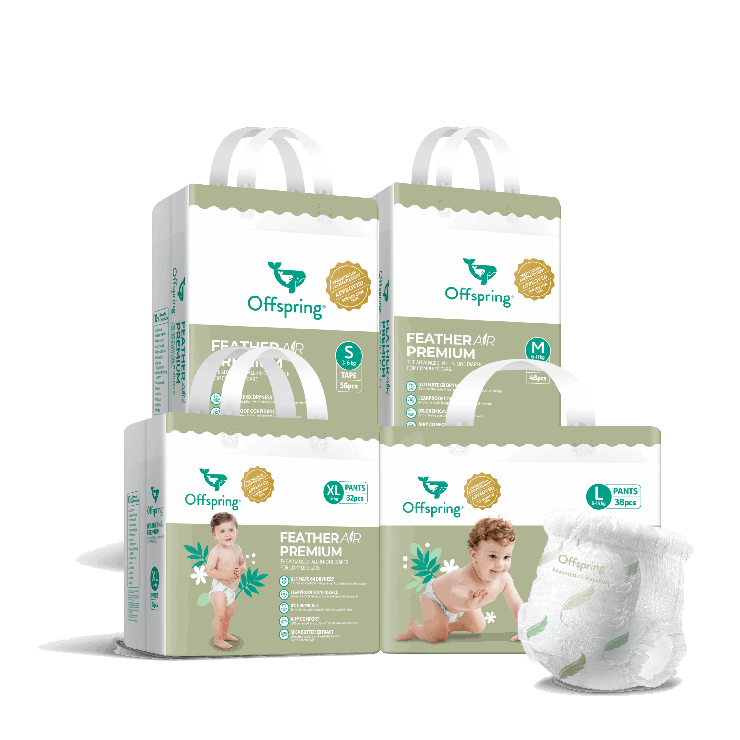 Premium Baby Diapers (4-pack Bundle) | Offspring Inc