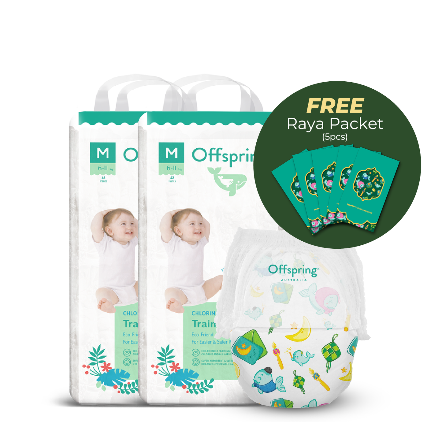 Offspring® Fashion Diaper Tape/Pants - 2 Packs Bundle