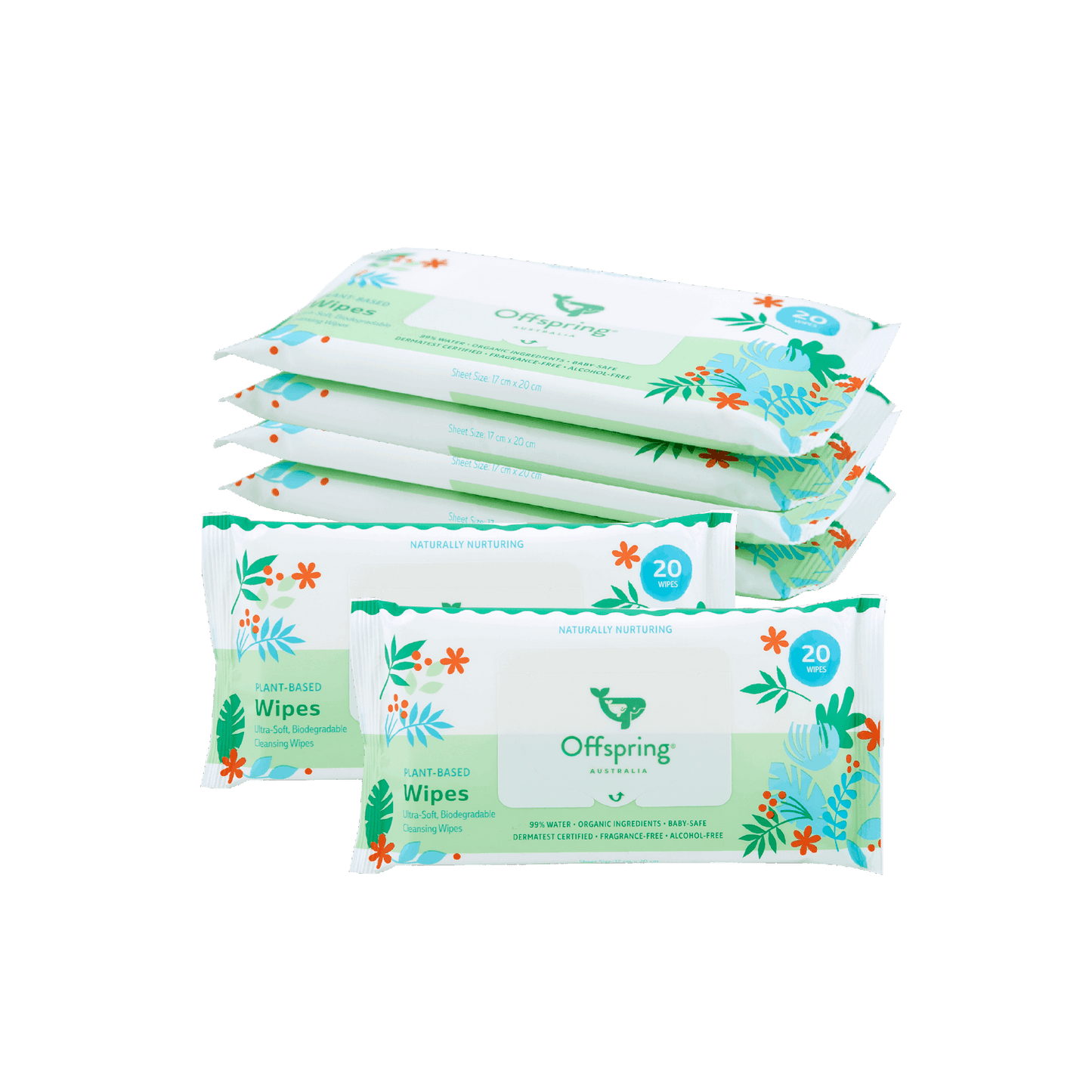 Plant-based Baby Wipes 20 Sheets - 6 Pack