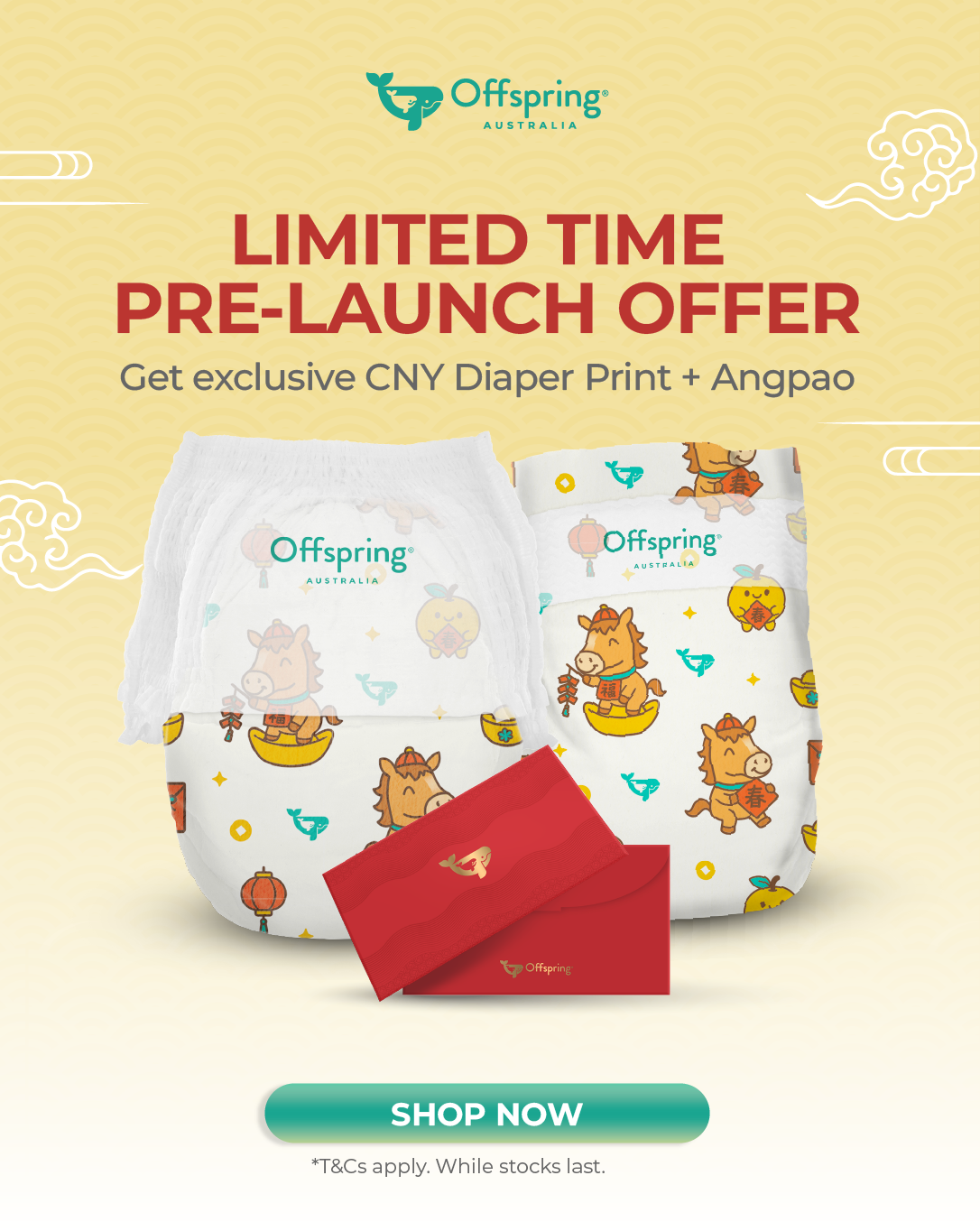 [CNY Edition] Offspring® Fashion Diapers 2-Pack Bundle - Tape/Pants